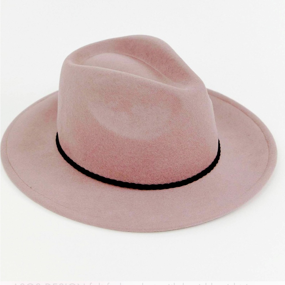 Felt Fedora Hat with Braid Trim and Size Adjuster